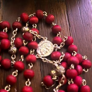 St Benedict Wood Rosary    ROSE SCENTED ROSARY